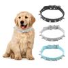 Adjustable Pet Dog Collar, Single Row Bite Proof Rivet Cat and Dog Collar Round Head Nails PU Chain for Cats Puppy Dogs