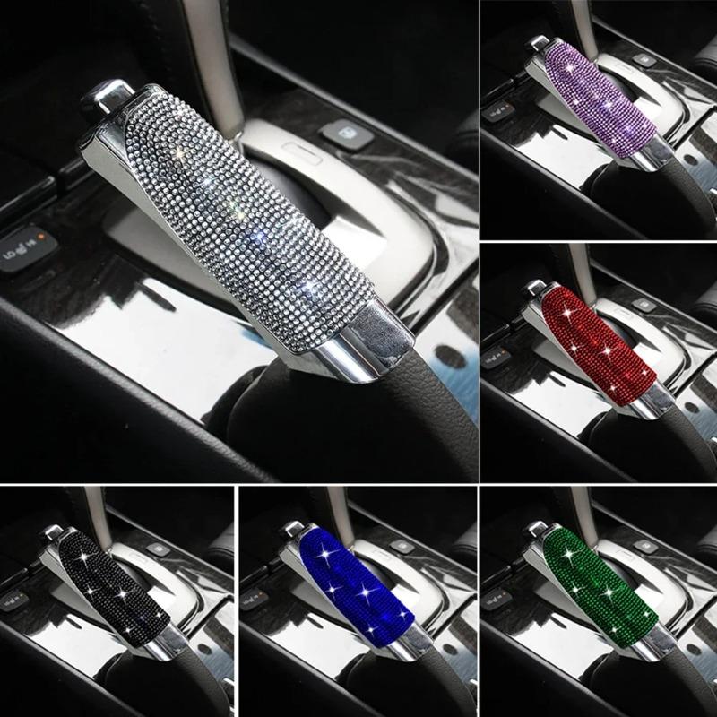 3PCS Rhinestone Car Handbrake Cover Leather Auto Anti-slip Protector Decoration Universal Diamond Car Accessories Interior