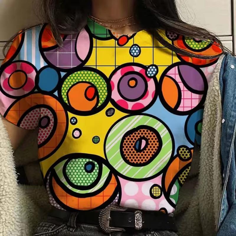 Daily Casual Comfortable Women's T-shirt 3D Printing Technology Fashion O-Neck Short-Sleeved Summer Breathable Loose T-shirt