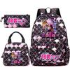 3 Stück/Set Anime Cartoon Dämonenjäger Bedruckter Rucksack Handtasche Federmäppchen für Teenager Schüler Mädchen Jungen Große Kapazität Wasserdicht Schultasche
