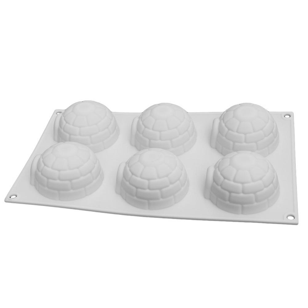 Molde de silicona de 6 cavidades, molde de pastel de silicona Igloo para helado de mousse, accesorios para hornear de gasa