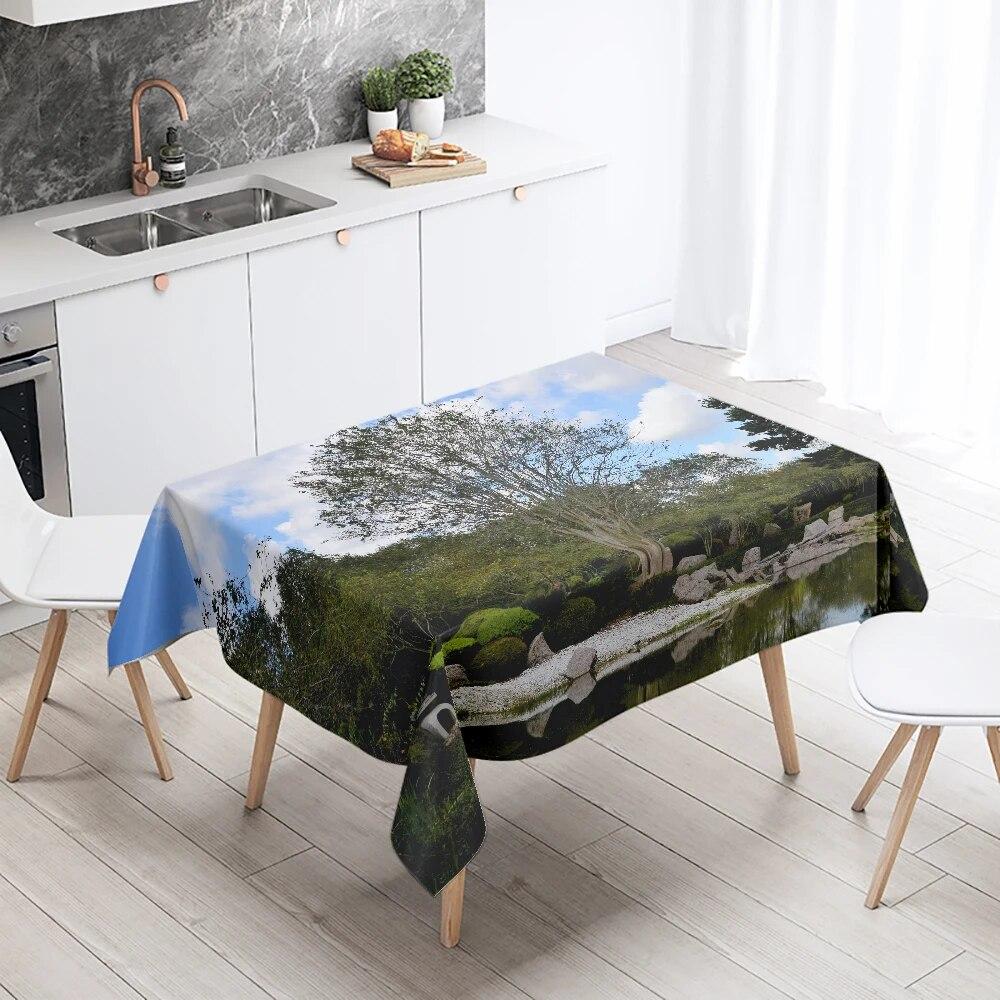 Natural Scenery Tablecloth Outdoor Camping  Anti-fouling Waterproof Rectangular  Home Table Decoration