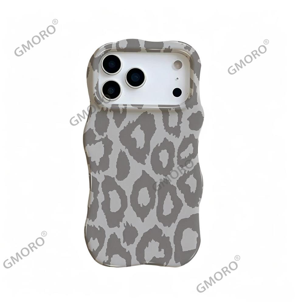 Popular Spice Girl Leopard Print Mobile Phone Case Apple 17 European and American Style 14Pro Wavy Edge Film Two-in-one