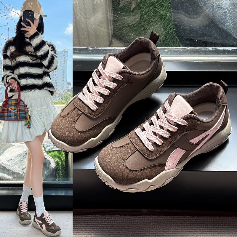 Thick-soled German training shoes women's spring and autumn 2025 new Korean version versatile round head lace-up college style casual sports