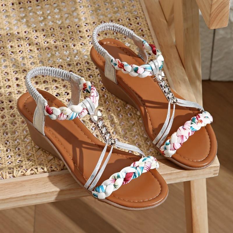 Fashion Women Sandals Summer New Fashion Comfortable Weave Slippers Beach Bohemian Slides Ladies Flats Sandals Rome Shoes Plus Size 43