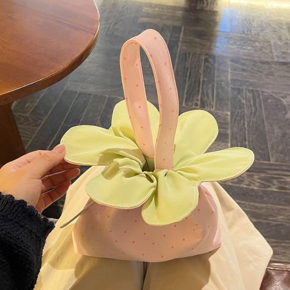 Bundle Pocket Flower Drawstring Crossbody Bag Korean Style Flower Handbag  Women