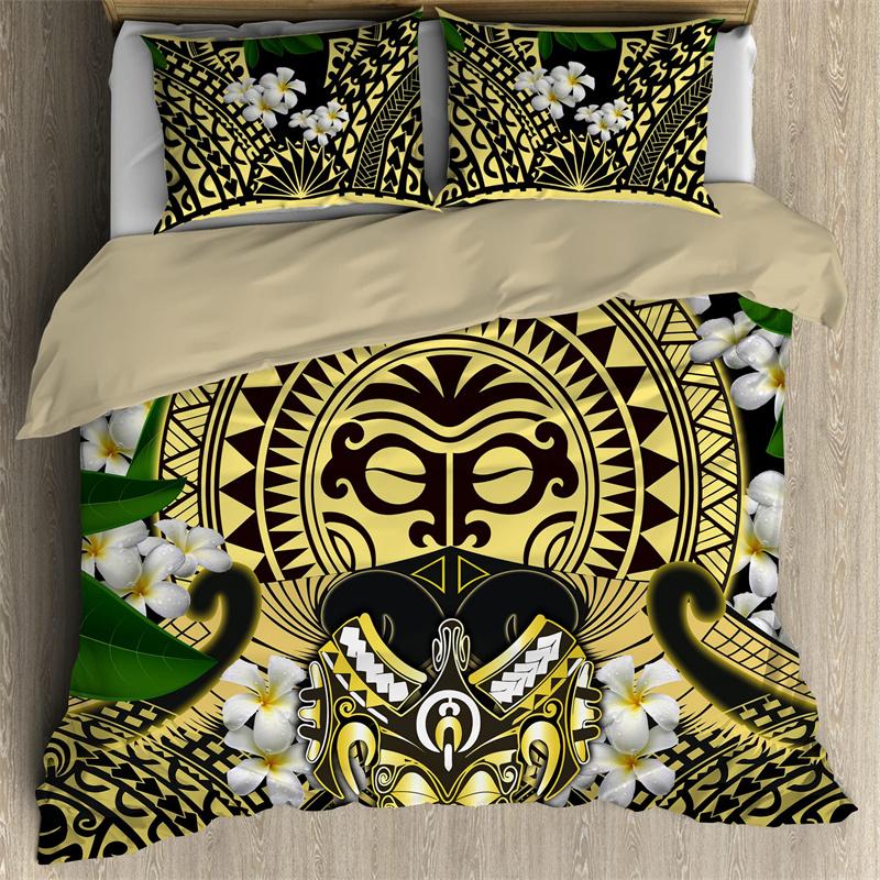 Hibiscus Floral Duvet Cover Tribal Polynesian Turtle Bedding Set Single Twin King Microfiber Plumeria Hawaiian Comforter Cover