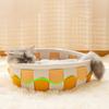 Round Cat Bed Soft Wave Line Braid Double Sided Universal Large Small Dog Bed for Winter Summer Yellow