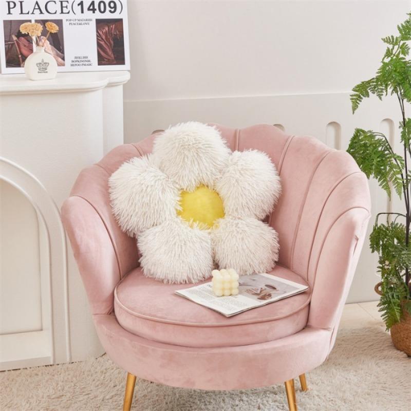 

50x50cm Tie-Dye Long Pile Flower Cushion Solid Color Sunflower Petal Pillow Office Sofa Bed Sleeping Back Cushion Decor Gifts
