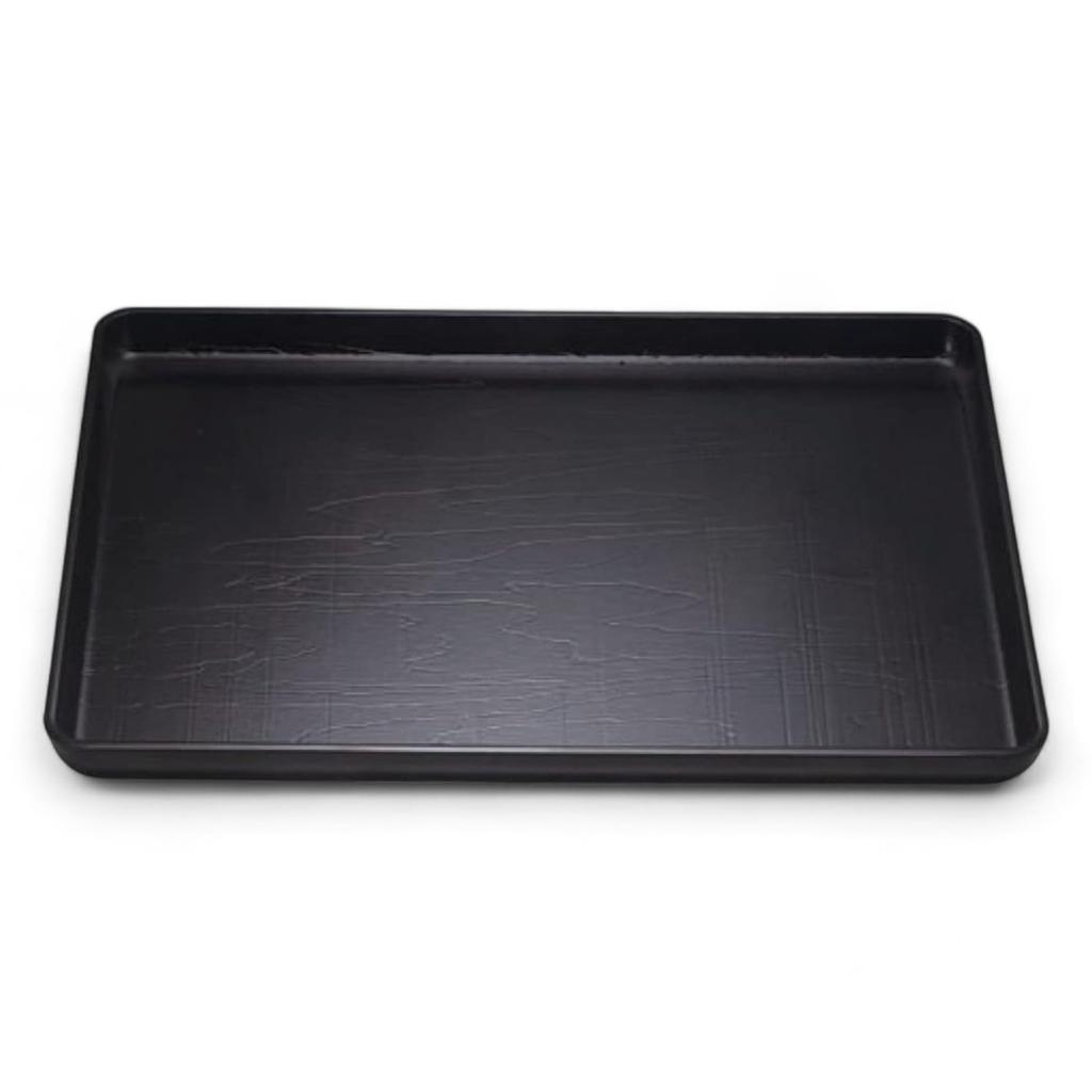 45cm Black Lacquerware Tray with Rough Carving and Wide Made in Japan J-kitchens Depths,