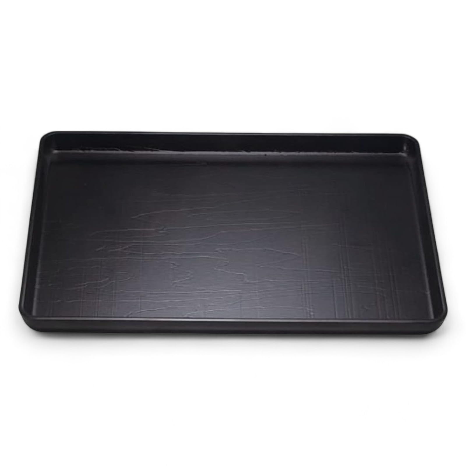 

45cm Black Lacquerware Tray with Rough Carving and Wide Made in Japan J-kitchens Depths,