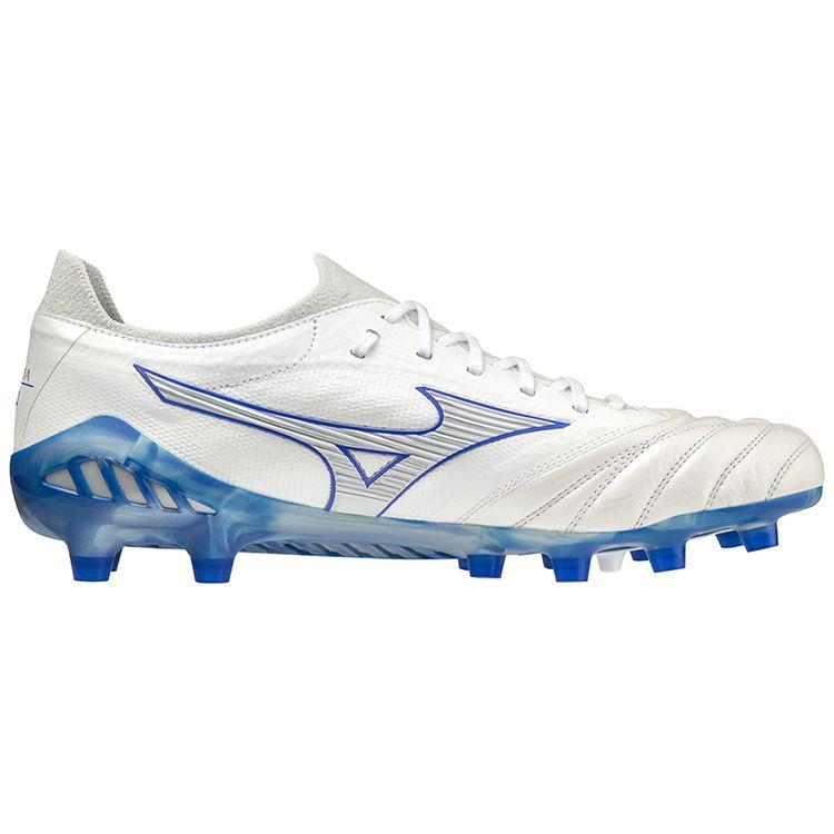 Mizuno Morelia Neo III Beta Japan Round Toe Lace-Up FG (Rubber Long Studs) Breathable Lightweight Soccer Shoes Men Sneaker White Blue P1GA229025