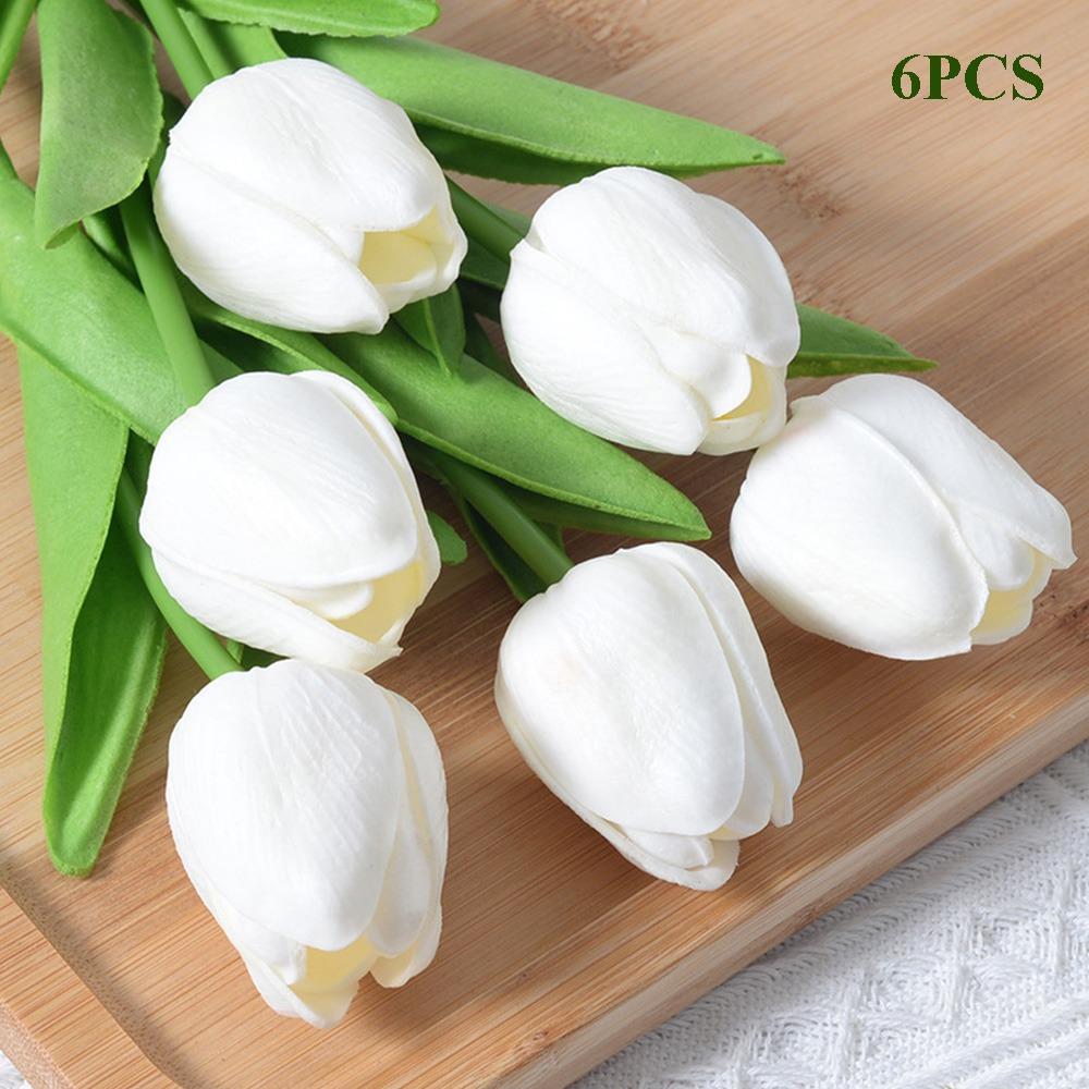 6 Stück Neue Plastik-Tulpen mit Echt-Touch 34*3cm 10 Farben Simulationsblumen-Dekoration Tisch Haus Hochzeit Dekor Heimdeko