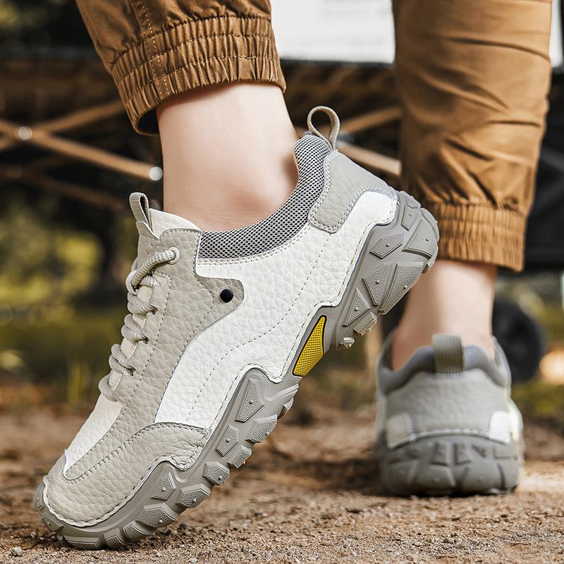 Handmade Split Leather Men's Casual Shoes Outdoor Off-road Running Shoes Anti Slip and Comfortable Men's Running Shoes