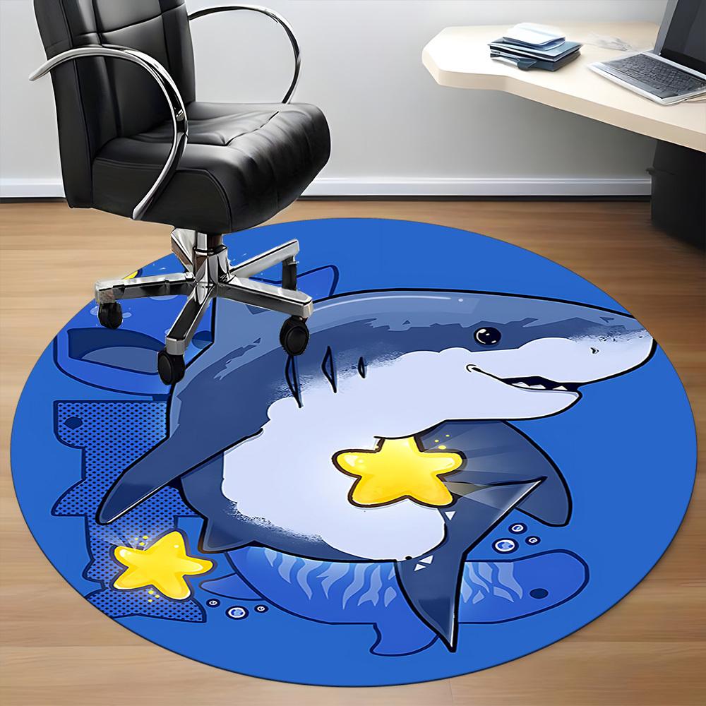 1PC Shark Starfish Office Round Area Rug, Mat Suitable For Office, Under Office Chairs Bedroom Living Room Home Decor, Room Deco
