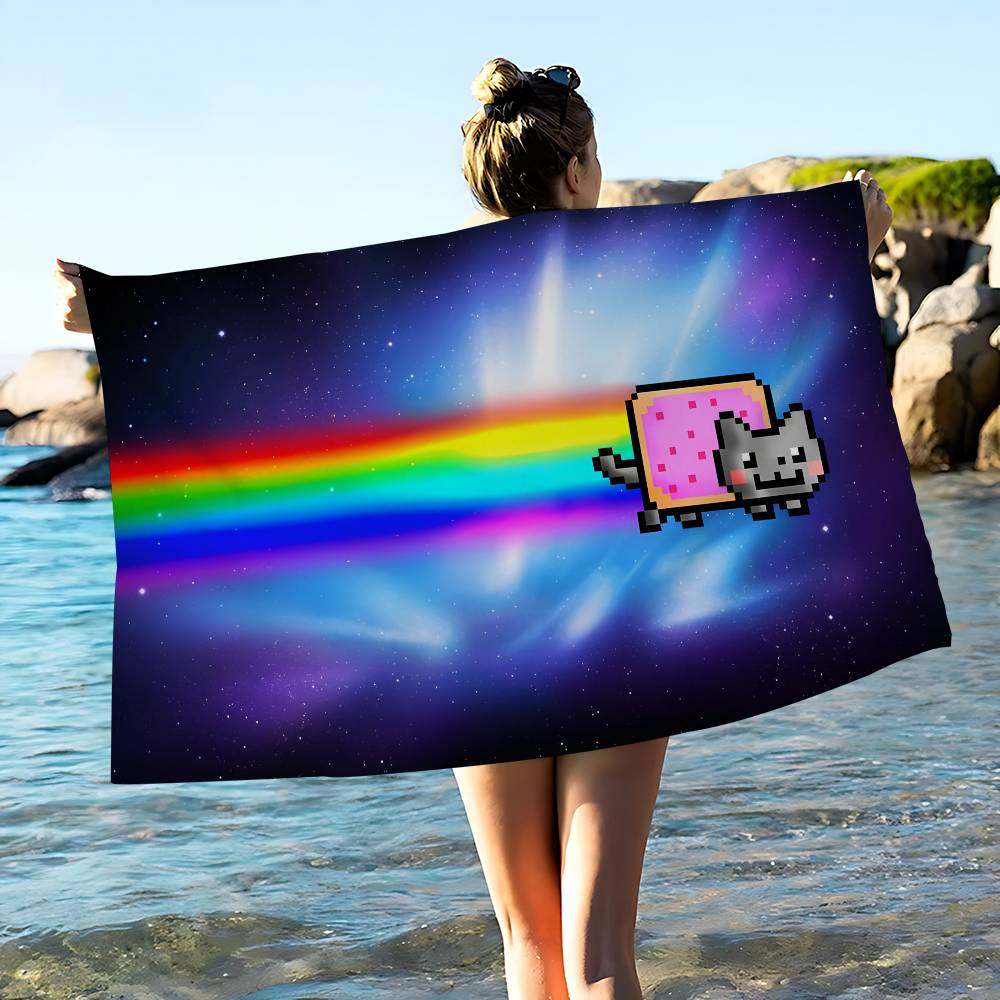 Cartoon N-NyanS Cats Cute Microfiber Blanket Quick Drying Beach Towels Oversized Printing Super Absorbent Pool Towel Blanket