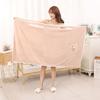 Soft Coral Fleece Wearable Bath Skirt with Bow and Pocket