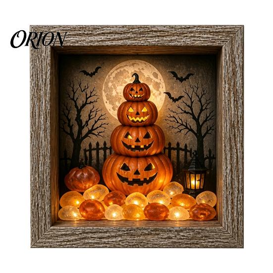 Festive Party Supplies Halloween Lighted Frame Ornaments, Light Up Shadow Box, Warm Cute Decor Atmosphere LED Lights for Home Living Room Bedroom