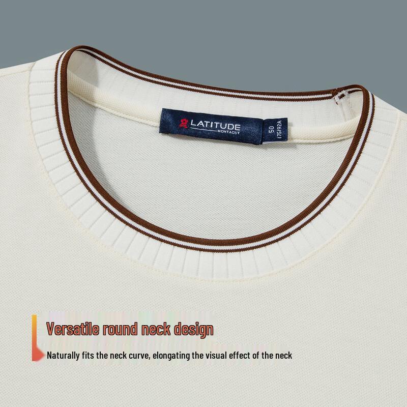 MONTAGUT Men's 100% Long-Staple Cotton Antibacterial Crew Neck Long Sleeve T-Shirt