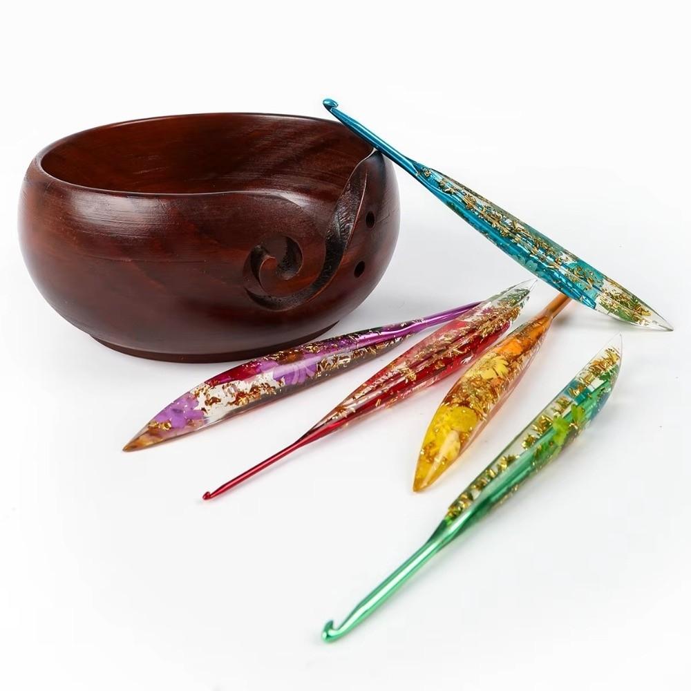 Floral Resin Grips Crochet Hook 2.0-6.0mm Non-Slip Weave Needle Knitting Tools Yarn Knitting Knitting Needle Sweater Making