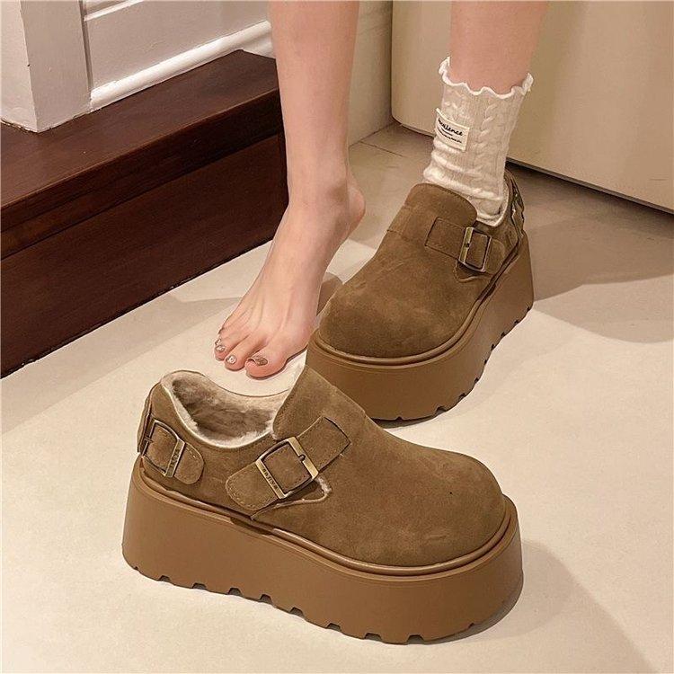 

Retro heightening platform cotton shoes women s 2024 new winter piled thickened warm Birkenstock wool shoes 35