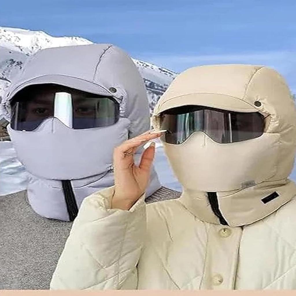Windproof Full Face Cover Outdoor with Goggles Winter Cycling Cold Windscreen Ski Mask Bike Warm Padded And Thickened Head Cover