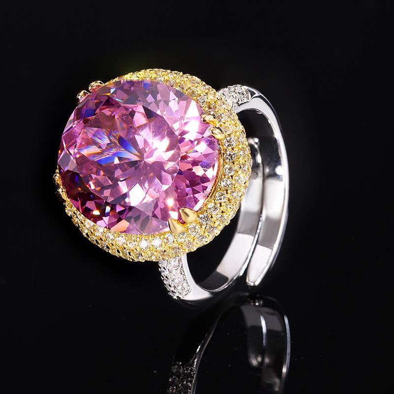 Jewelry Copper Bottom Gold-Plated Simulation Bird'S Nest Cut Luxury Temperament Large Egg-Shaped Diamond Ring Women 14 * 16