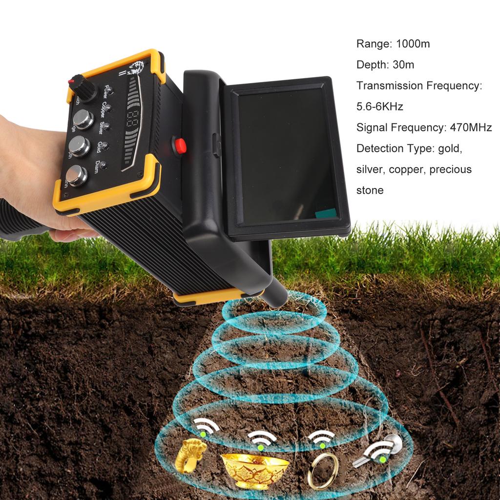 30m Metal Detector Folding Screen Gold Finder Metal Scanner Device Search Range 1000m GR9000 Handheld Metal Detector