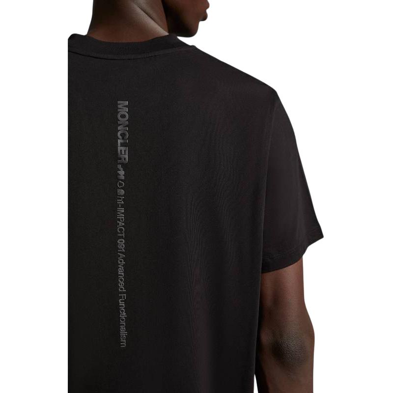 Moncler SS23 Einfarbiges Logo-Prägung Rundhals-T-Shirt Herren Oberteile Schwarz I10918C00007829H8999