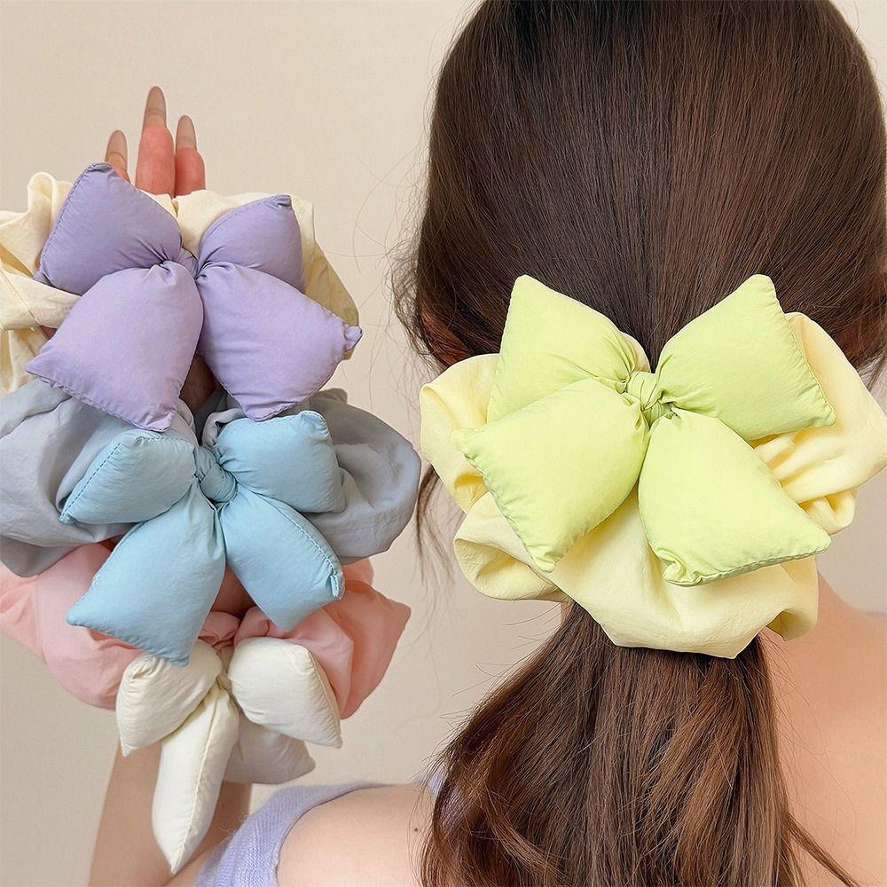 Large Elastic Elastic Fabric Hair Ties Bowknot Hair Scrunchies  High Aesthetic Value