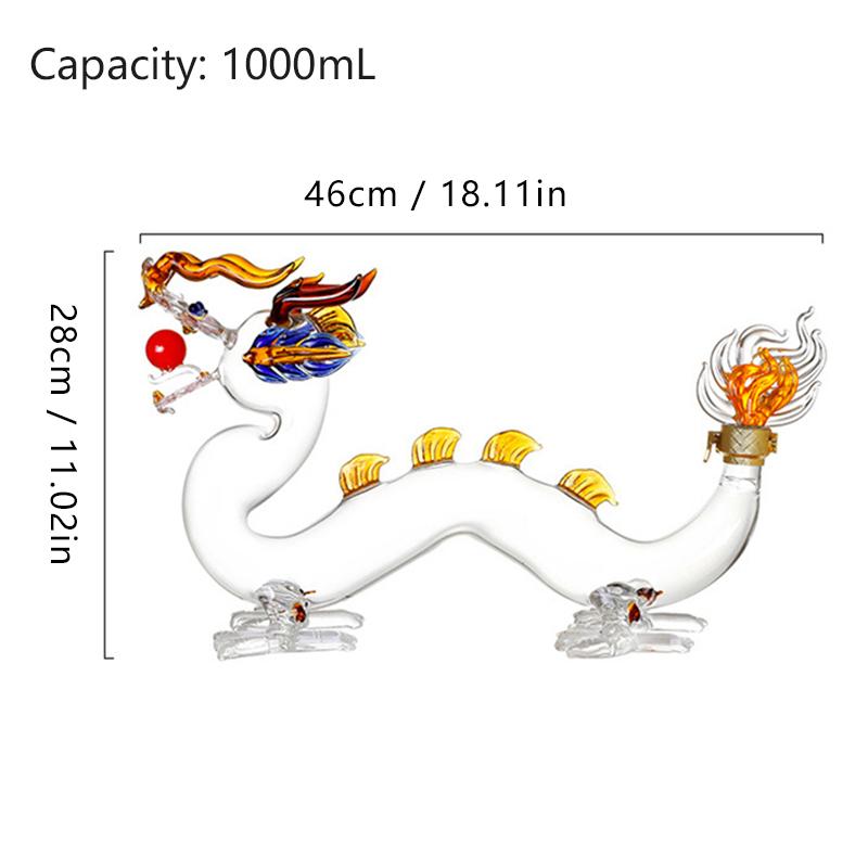 

1000 мл Контейнер Бутылка в форме дракона Прозрачная Кухонная посуда Термостойкое Высокоборосиликатное стекло Художественная винная бутылка Виски 1.0L