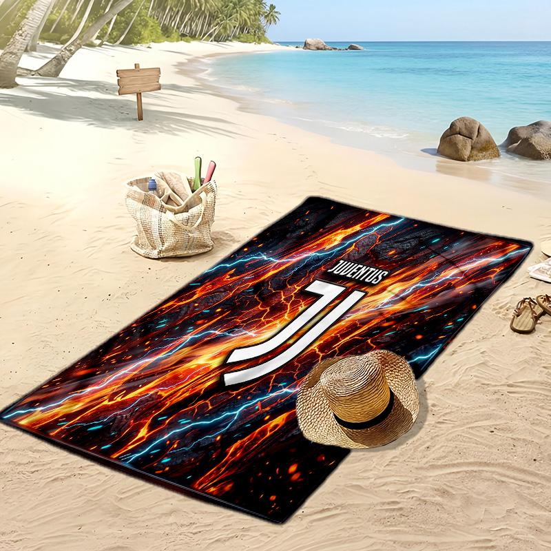 Asciugamano da Spiaggia Stampato Juventus FC Asciugamano Morbido ad Asciugatura Rapida Coperta da Spiaggia Rettangolare Grande Portatile per Viaggi Piscina
