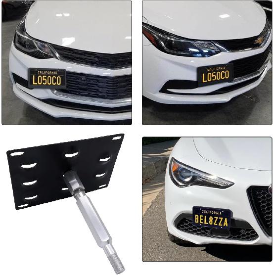 HiSport Front Bumper Tow Hook License Plate Mounting Bracket Adapter Kit | No Drill - Compatible with Scion FRS 2013-2017, Subaru BRZ 2013-2021, WRX