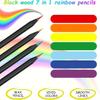 10 Pcs Colored Black Wood Pencils, 7 in 1 Rainbow Drawing Pencil. for Sketching, Doodling, Coloring, Painting