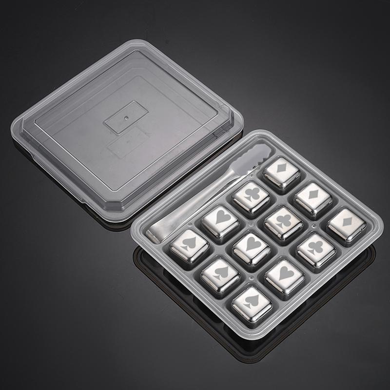 304 Stainless Steel Ice Cubes, Reusable Whiskey Stones, Dice Poker Pattern, Quick-Frozen Metal Ice Pellets, Beer Cooler Bar Tool