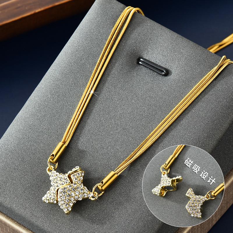 Elegante Vintage Französische Magnetische Stern Anhänger Halskette Für Frauen Stilvolles Und Vielseitiges Design