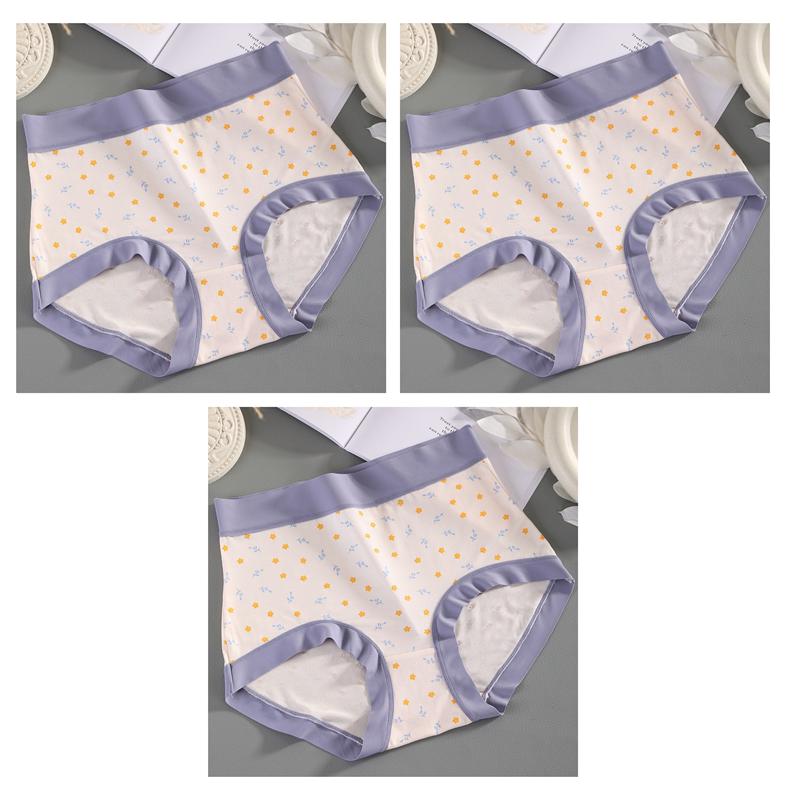 3 Pack High Waist Women Printing Underwear Stretchy Modal Panties Breathable Comfortable Soft Ladies Briefs Plus Size Fit 40kg To 100kg