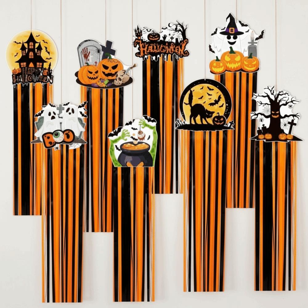 8Pcs Creative Halloween Pumpkin Hanging Decor DIY Halloween Hanging Sign Front Door
