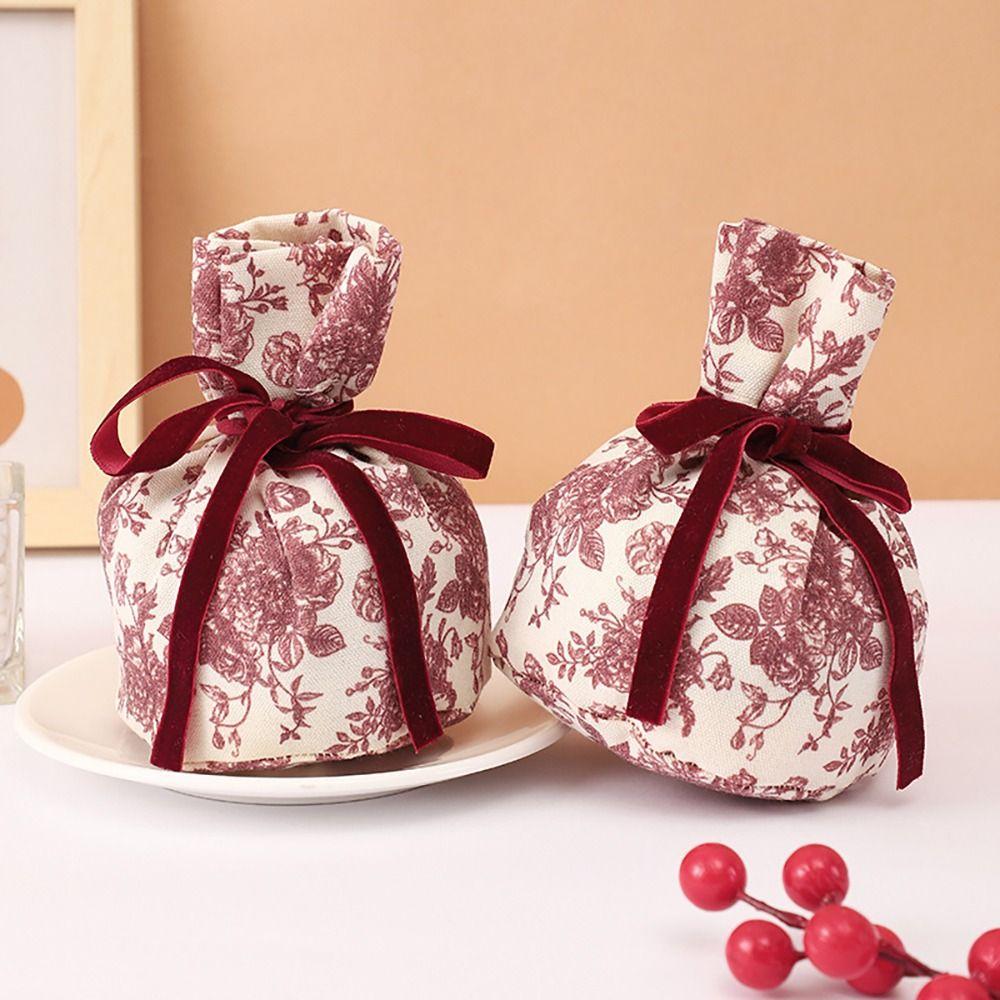 

Бархатная оранжевая сумка Cny, сумка для весеннего фестиваля на шнурке, мультяшные свадебные подарочные пакеты