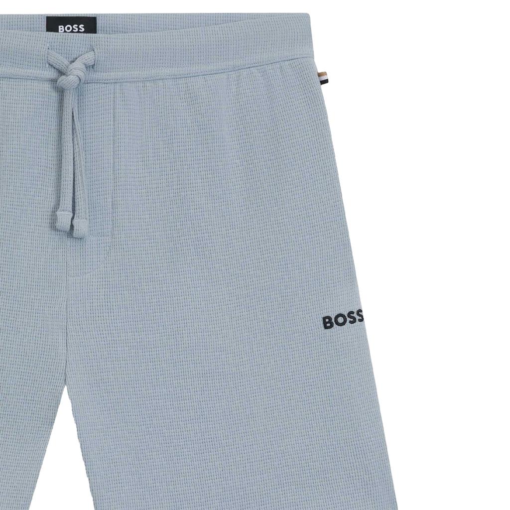 Boss Mens Waffle Embroidered Logo Pyjama Shorts