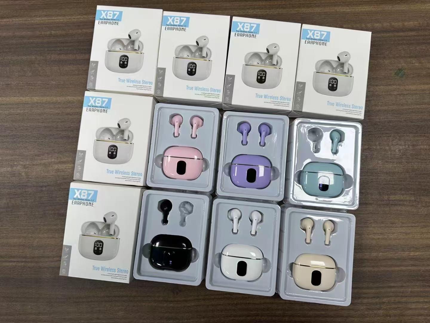 

X87 In-Ear Wireless Bluetooth Earbuds: TWS, Ultra-Long Battery, Electroplated Digital Display, High Quality White