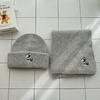 Puppy Embroidered Scarf, Hat, Headgear, Female Autumn and Winter Warm Face Small Knitted Wool Hat Outdoor Leisure