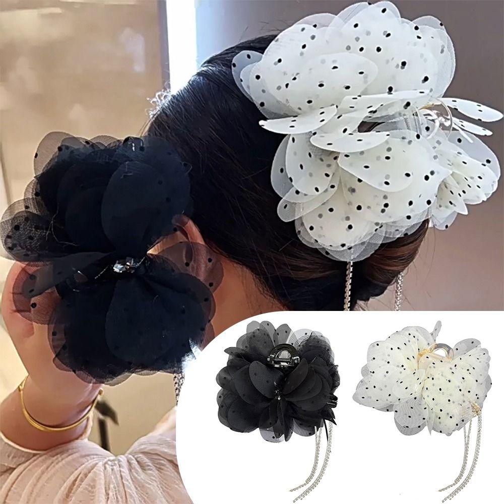 Tassel Grasping Clip Dots Flower Shark Clip Fashion Bowknot Hairgrips  Girl