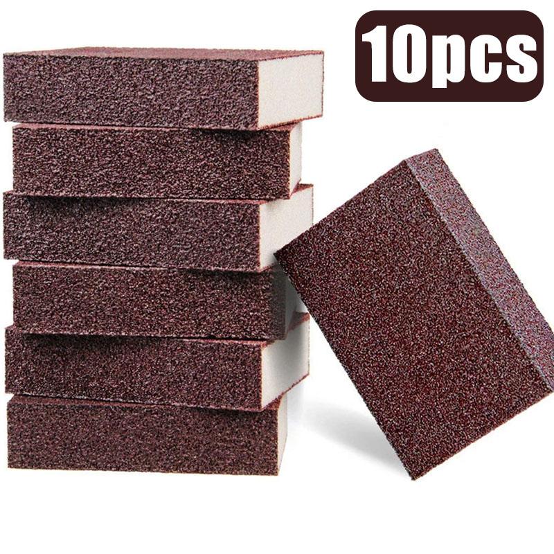 1/50Pcs Rust Remove Sponge Carborundum Eraser Household Cleaning Brush Descaling Scouring Sponges Rub Cooktop Pot Kitchen Tools