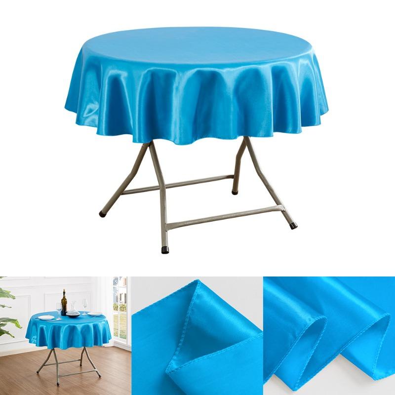 150/180/200cm Round Satin Tablecloth Bright Silk Tablecloth For Baby Shower Wedding Birthday Party Banquet Christmas Table Decor