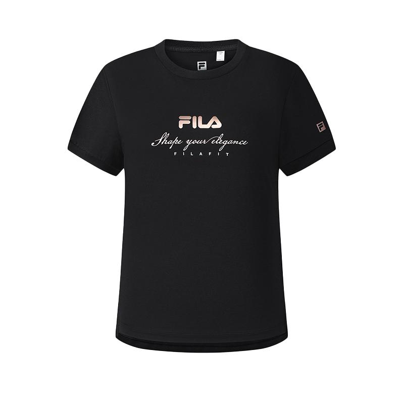 Fila Fitness Loose Comfortable Simple Breathable Regular T-Shirt Women Tops Deep-Black A11W521107FBK