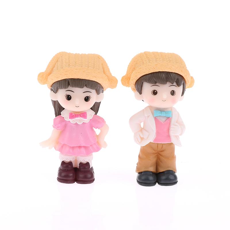 

2pcs Lovers Couple Miniature Mini Doll DIY Terrarium Figurines Fairy Garden Decor Valentine s Day Gift Wedding Cake Topper Decor