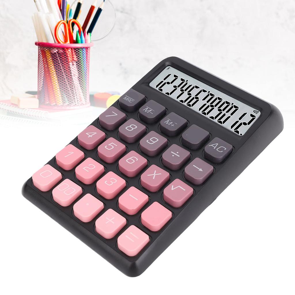 Desktop Calculator 12 Digits LCD Display Large Buttons Ladder Keypad Calculator for   School