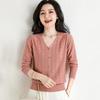 Women's V-neck Pullover Long Sleeved Knitted Sweater Pullover Long Sleeved Knitted Sweater