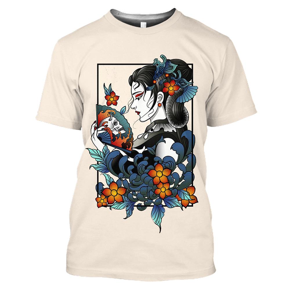 

Футболка в японском стиле для мужчин, футболки с 3D принтом кота, повседневные футболки с короткими рукавами, мужская одежда большого размера, топы, уличная одежда 6XL